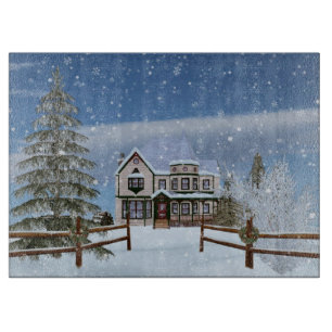 Planche À Découper Noël, Chambre dans la scène d'hiver de Milou