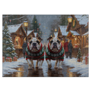 Planche À Découper Noël des Bulldogs sous la neige