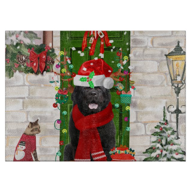 Planche À Découper Noël du chien de Terre-Neuve (Devant)