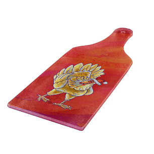 Planche À Découper Noël Du Poulet Sur Rouge