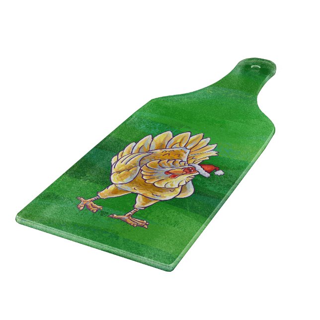 Planche À Découper Noël Du Poulet Sur Vert (Coin)