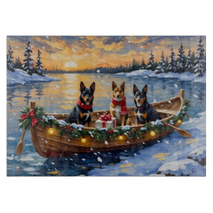 Planche À Découper Noël en bateau avec un Malinois belge