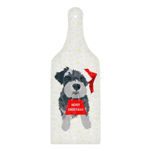 Planche À Découper Noël mignonne minuscule Schnauzer Chien Santa Hat (Devant)