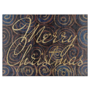 Planche À Découper Noël Navy et Tourbillons Dorés