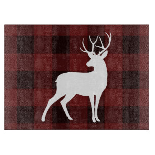 Planche À Découper Noël rustique blanc Buck Country plaid buffle