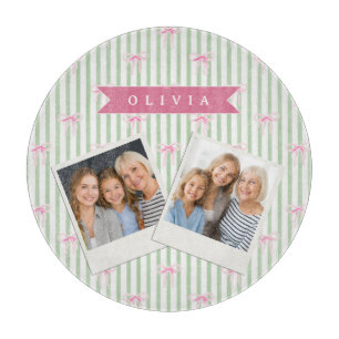Planche À Découper Nœud Rose Personnalisé Rayure Verte Coquette Prépa