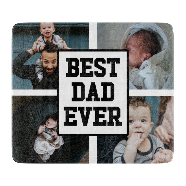 Planche À Découper Noir Blanc Meilleur Papa Jamais Photo Personnalisé (Devant)