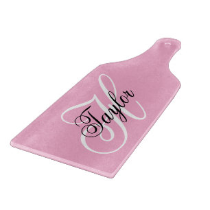 Planche À Découper Noir et blanc Fatigue Monogramme rose