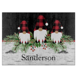 Planche À Découper Noir Joyeux Noël Rouge Buffalo Plaid Gnome Rec,