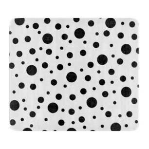 Planche À Découper Noir sur le Motif Polka blanc