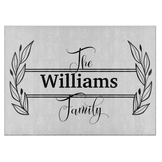 Planche À Découper Nom de famille décoratif personnalisé Monogramme (Devant)