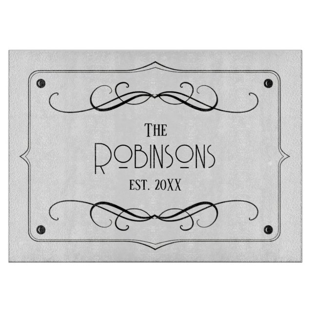 Planche À Découper Nom de famille & Vidéo de l'année ancienne Vintage (Devant)