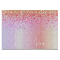 Nom de monogramme métallique pailleté girly pastel