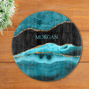 Planche À Découper Nom do-it-yourself, Noir, Or et Turquoise