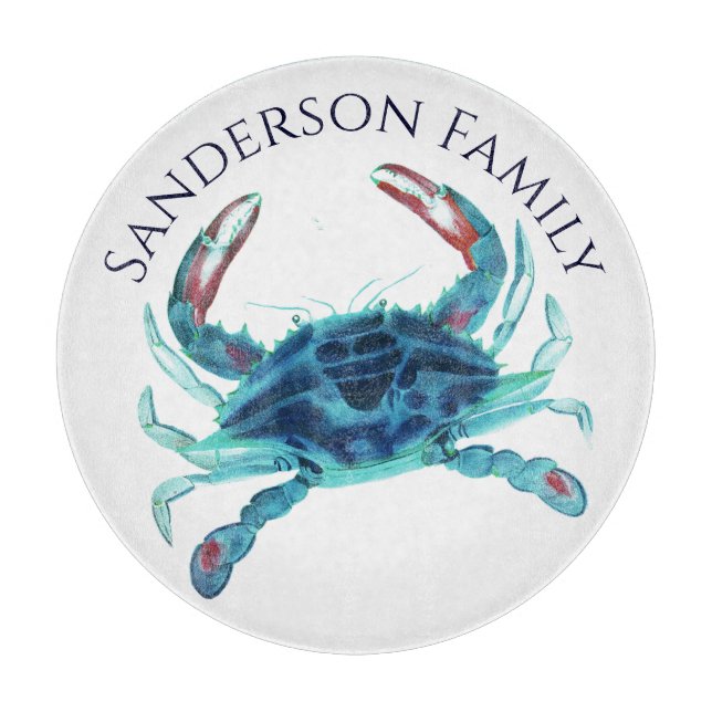 Planche À Découper Nom du bateau nautique Crabe Turquoise (Devant)