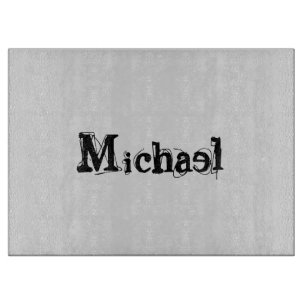 Planche À Découper Nom monogramme moderne minimaliste noir gris