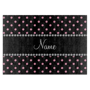 Planche À Découper Nom personnalisé Diamants noirs roses