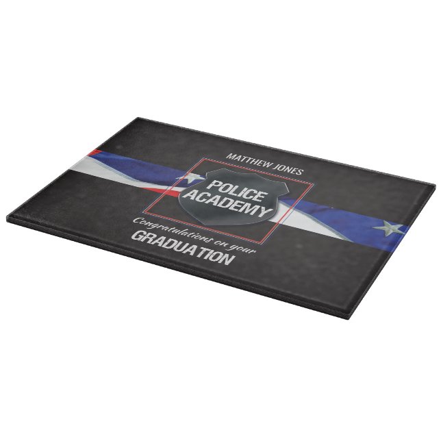 Planche À Découper Nom personnalisé, diplôme de l'académie de police (Coin)