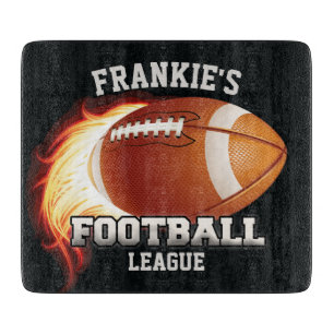 Planche À Découper NOM Personnalisé Flames de football américain Sp