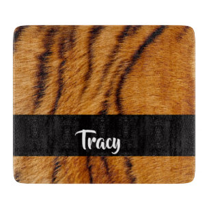 Planche À Découper Nom personnalisé peau de tigre