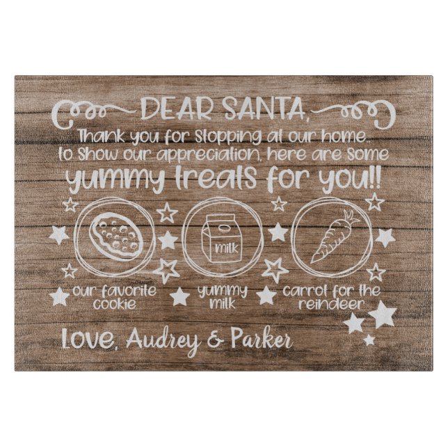 Planche À Découper Nom Personnalisé Père Noël Plateau Pour Les Soirée (Devant)