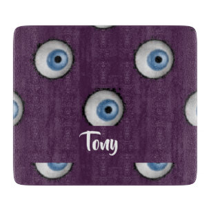 Planche À Découper Nom personnalisé sur les grands yeux sur violet