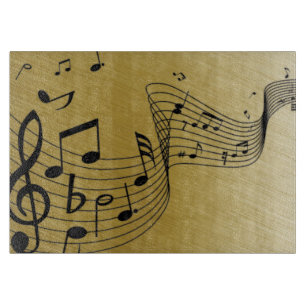 Planche À Découper Notes musicales Or brossé