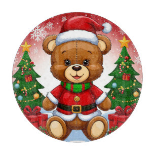 Planche À Découper Nounours Teddy Bear en tenue de Père Noël