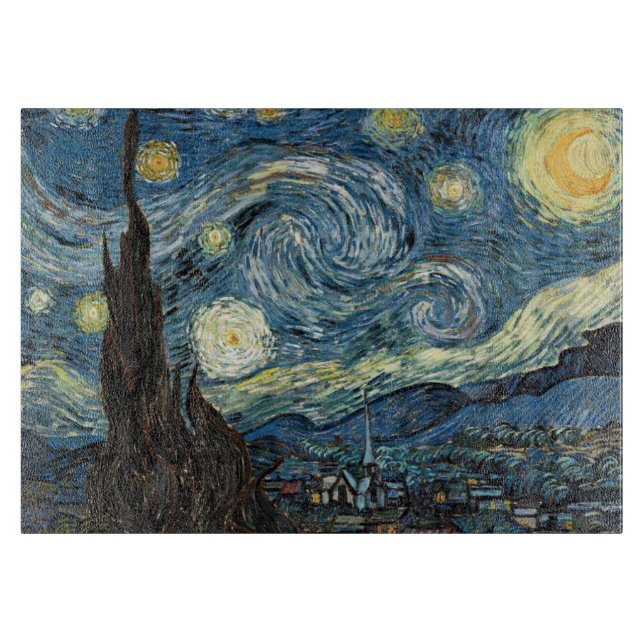 Planche À Découper Nuit étoilée par Vincent van Gogh. (Devant)