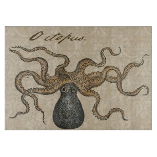 Planche À Découper Octopus Kraken Illustration Vintage