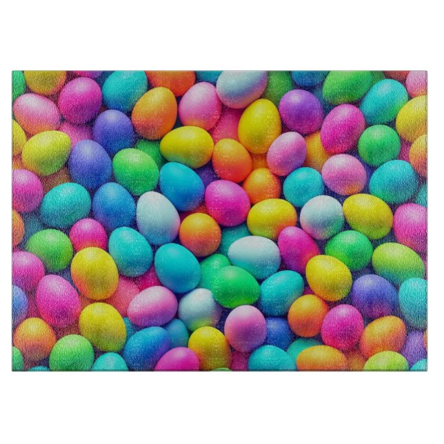 Planche À Découper Oeuf de Pâques aux couleurs vives/Printemps (Devant)