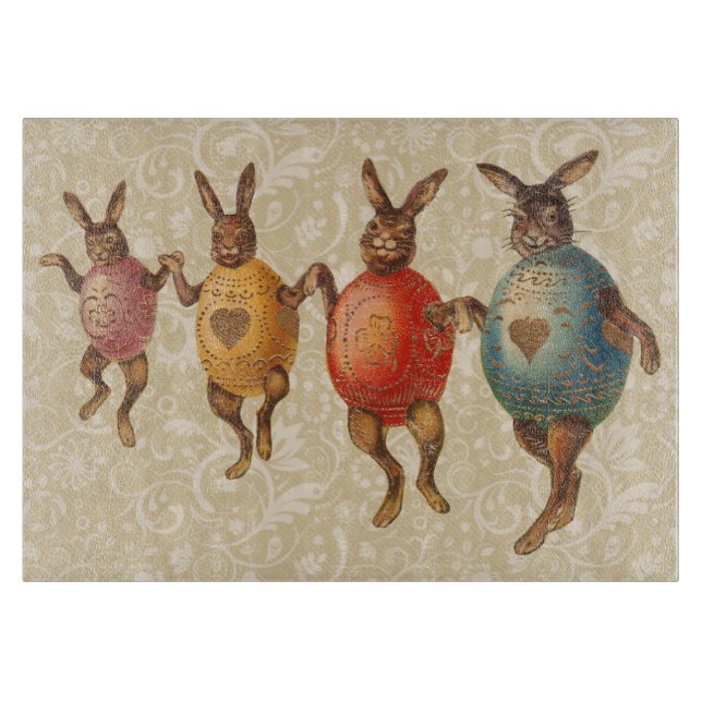 Planche À Découper Oeufs dansants lapins de Pâques (Devant)