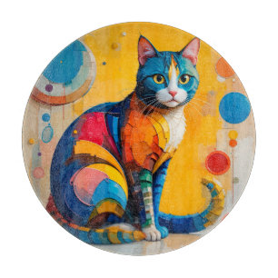 Planche À Découper Œuvre d'art abstraite colorée de chat
