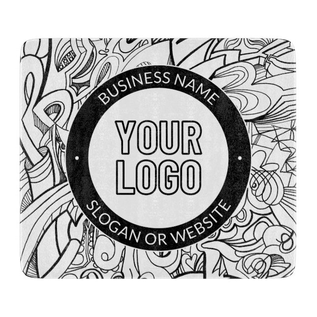 Planche À Découper OEuvre de ligne moderne et votre logo avec texte m (Devant)