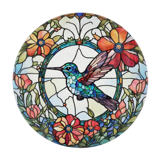 Planche À Découper Oiseau de colibri Faux en verre tendu (Devant)