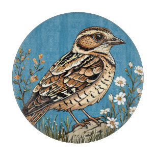 Planche À Découper Oiseau encadré par des fleurs vibrantes