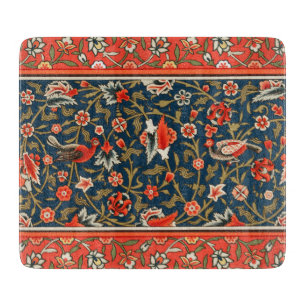 Planche À Découper Oiseau et fleurs Perse Motif bleu rouge
