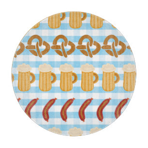 Planche À Découper Oktoberfest : bière, bretzel, motif de saucisses