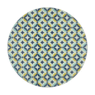 Planche À Découper Or géométrique et motif bleu