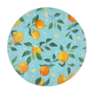 Planche À Découper Oranges, fleurs : textile sans couture motif.