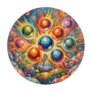 Planche À Découper Orbes Abstraits Vibrants Fluides Radieux 
