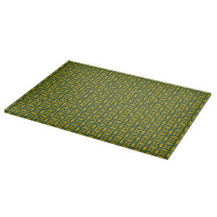 Planche À Découper Oriental Green Mustard Japon Rosette Circle Répéti