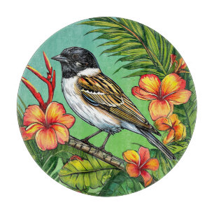 Planche À Découper Ornement d'oiseau floral