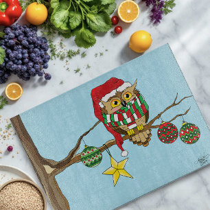 Planche À Découper Ornements d'arbre de la Chouette de Noël