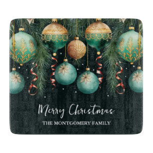 Planche À Découper Ornements de Noël en or et vert