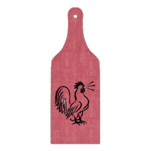 PLANCHE À DÉCOUPER PADDLE RÉTRO ROUGE ROOSTER CUTTER BOARD