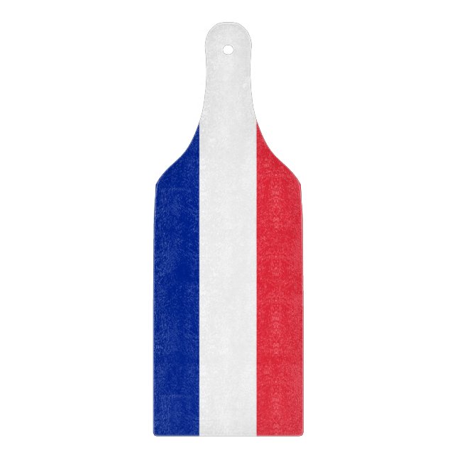 Planche À Découper Pagaie à découper en verre avec drapeau de France (Devant)