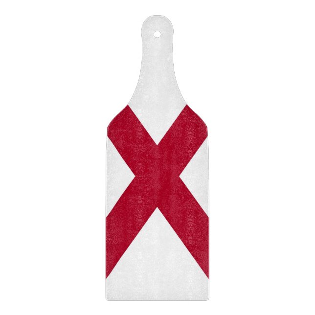 Planche À Découper Pagaie à découper en verre avec drapeau de l'Alaba (Devant)