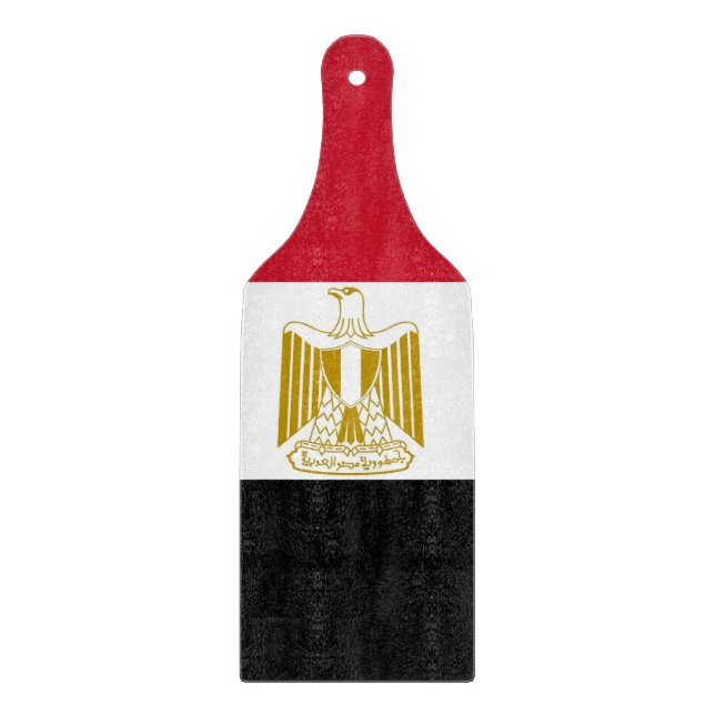 Planche À Découper Pagaie à découper en verre avec drapeau d'Egypte (Devant)