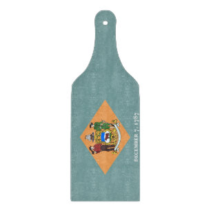 Planche À Découper Pagaie à découper en verre avec drapeau Delaware